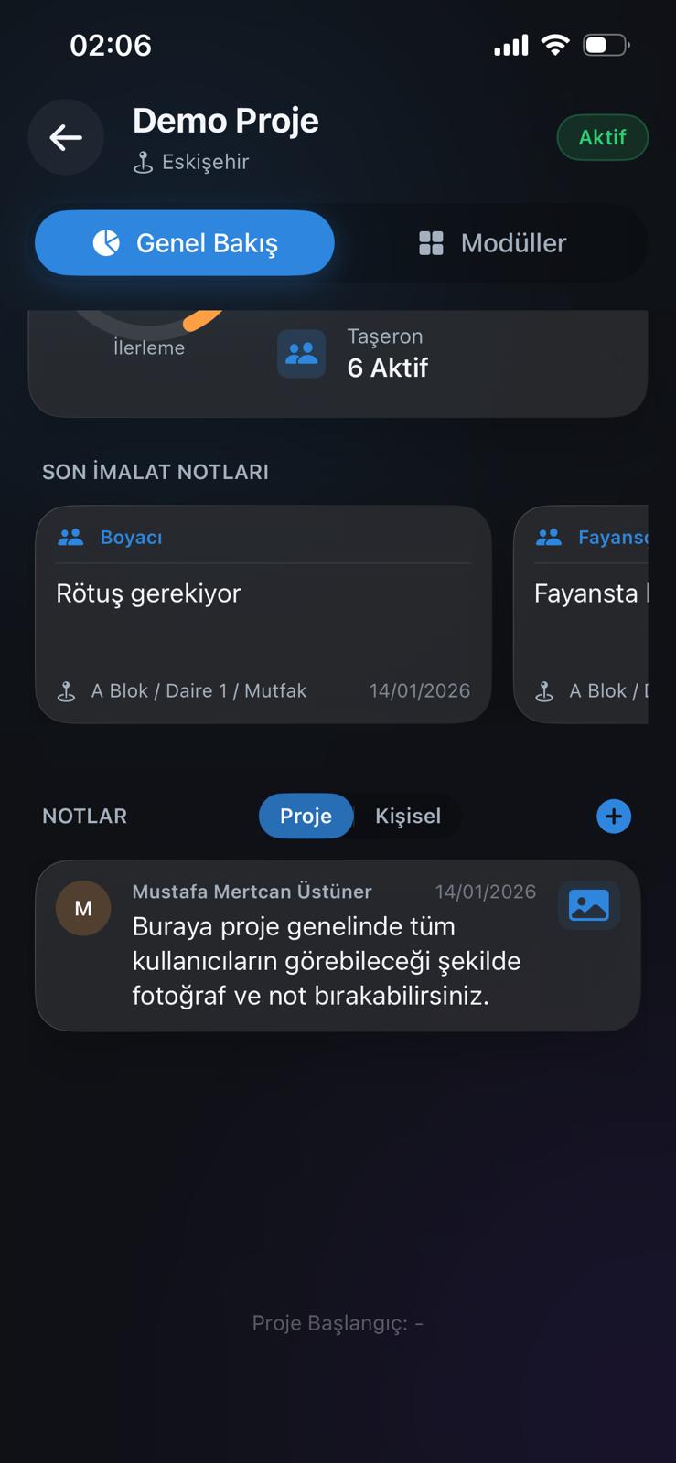 Son imalat notları