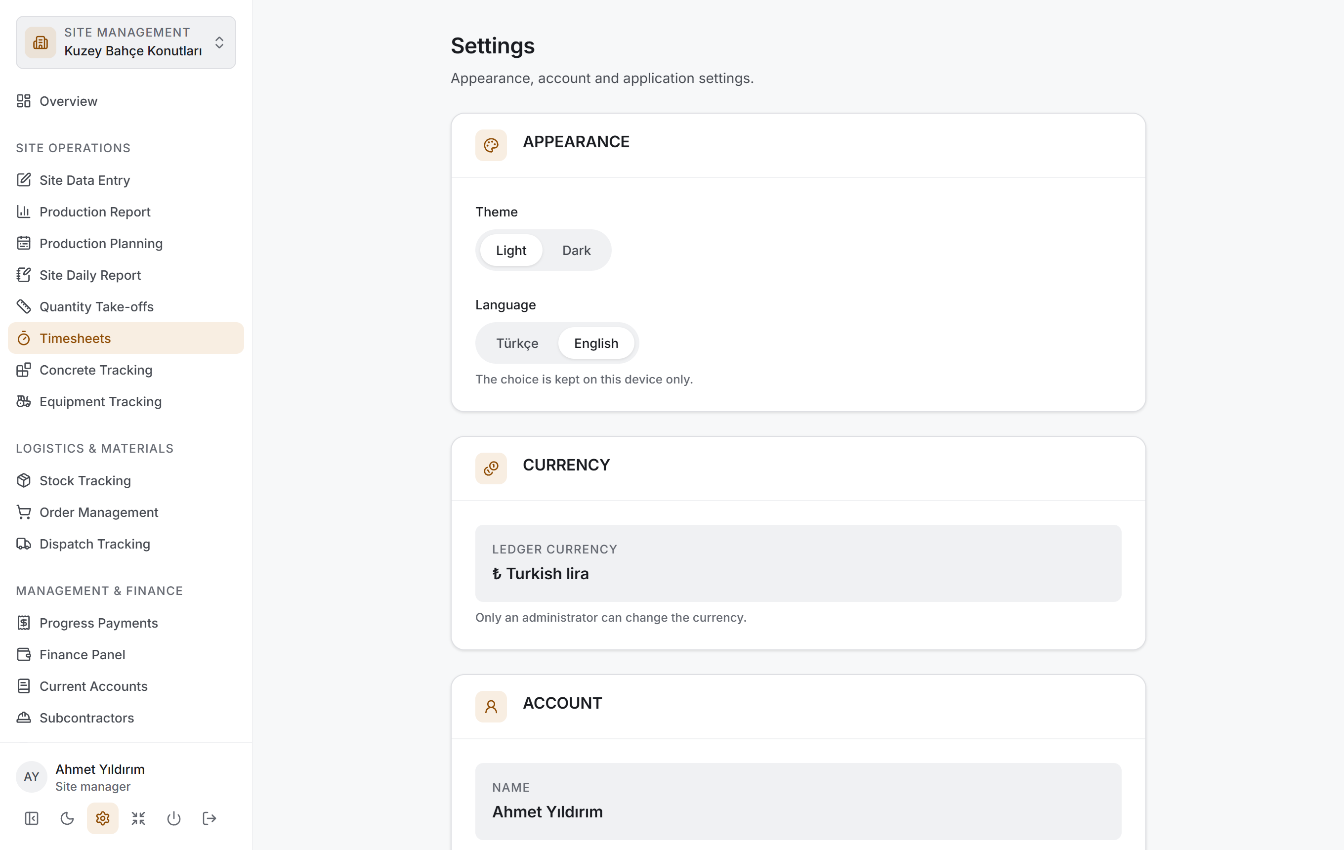 Settings — Appearance