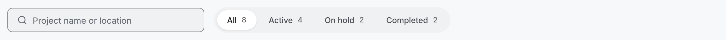 Search and status filter