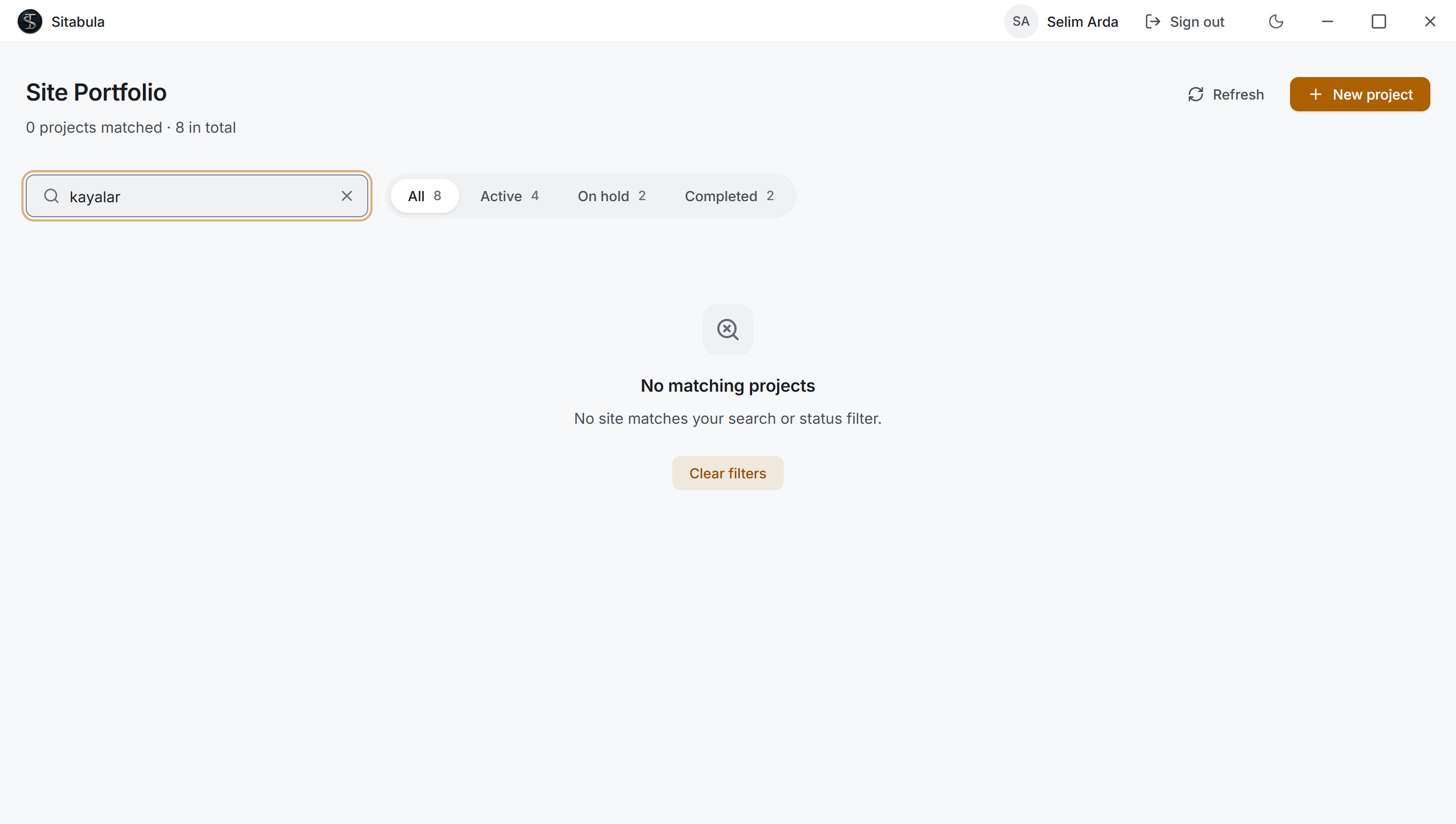 No matching projects