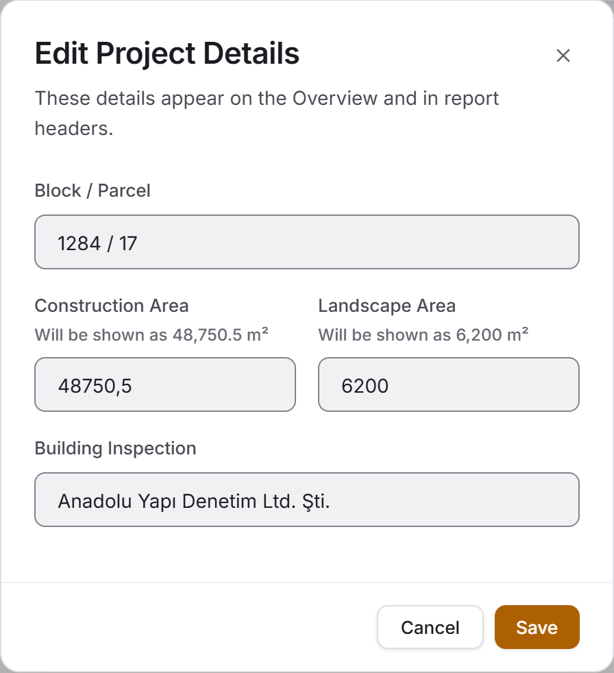 Edit project details