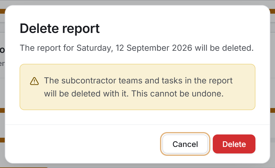Delete confirmation
