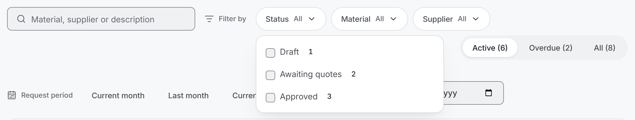 Status filter