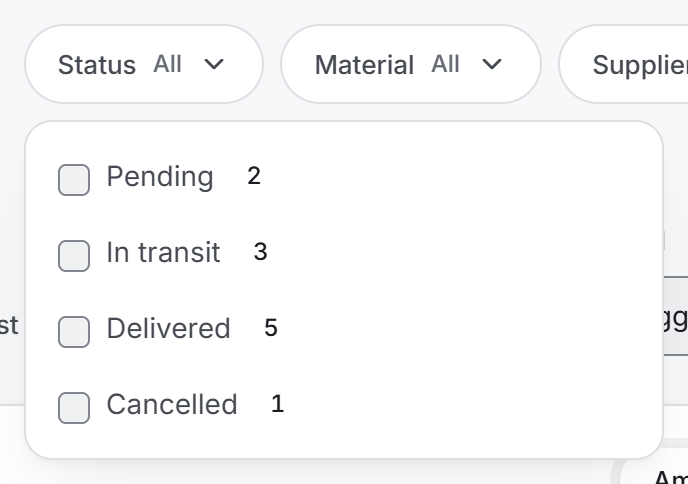 Status filter