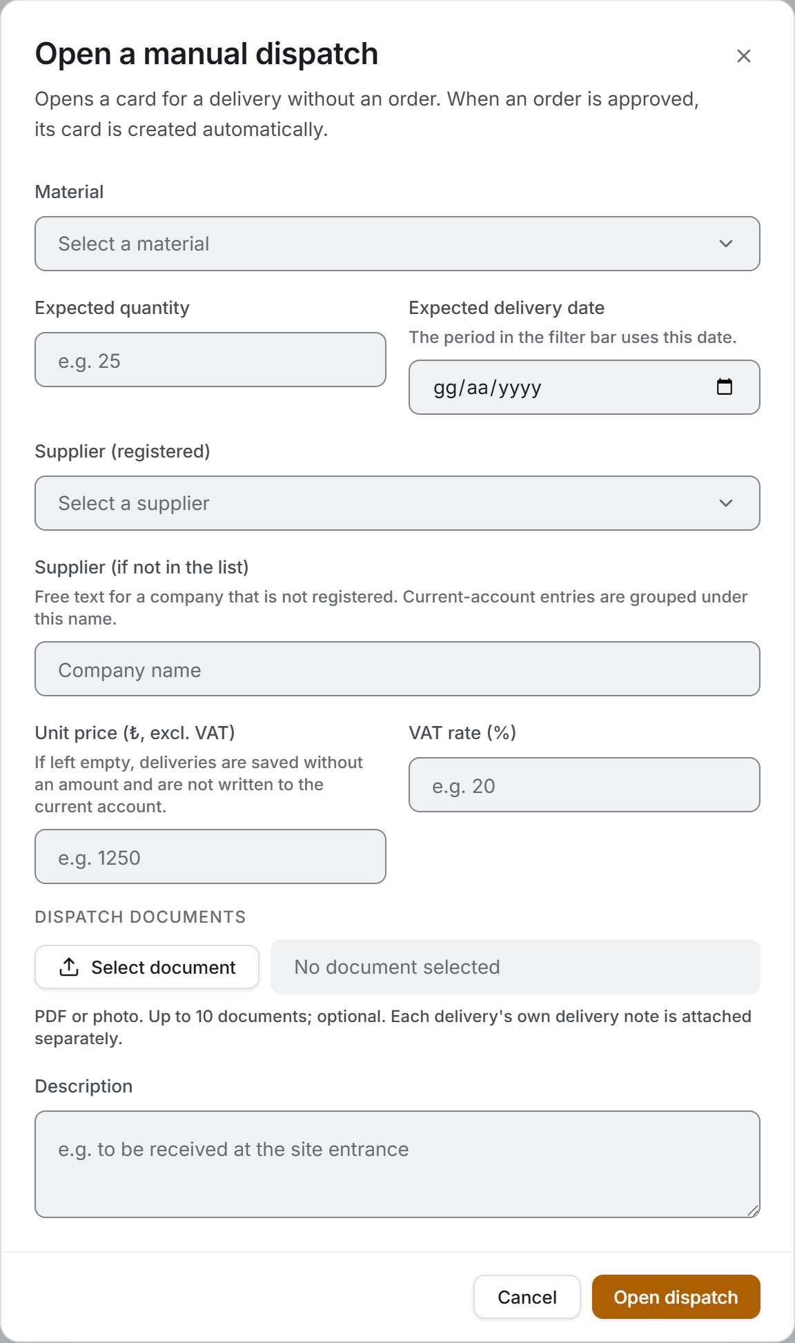 Manual dispatch