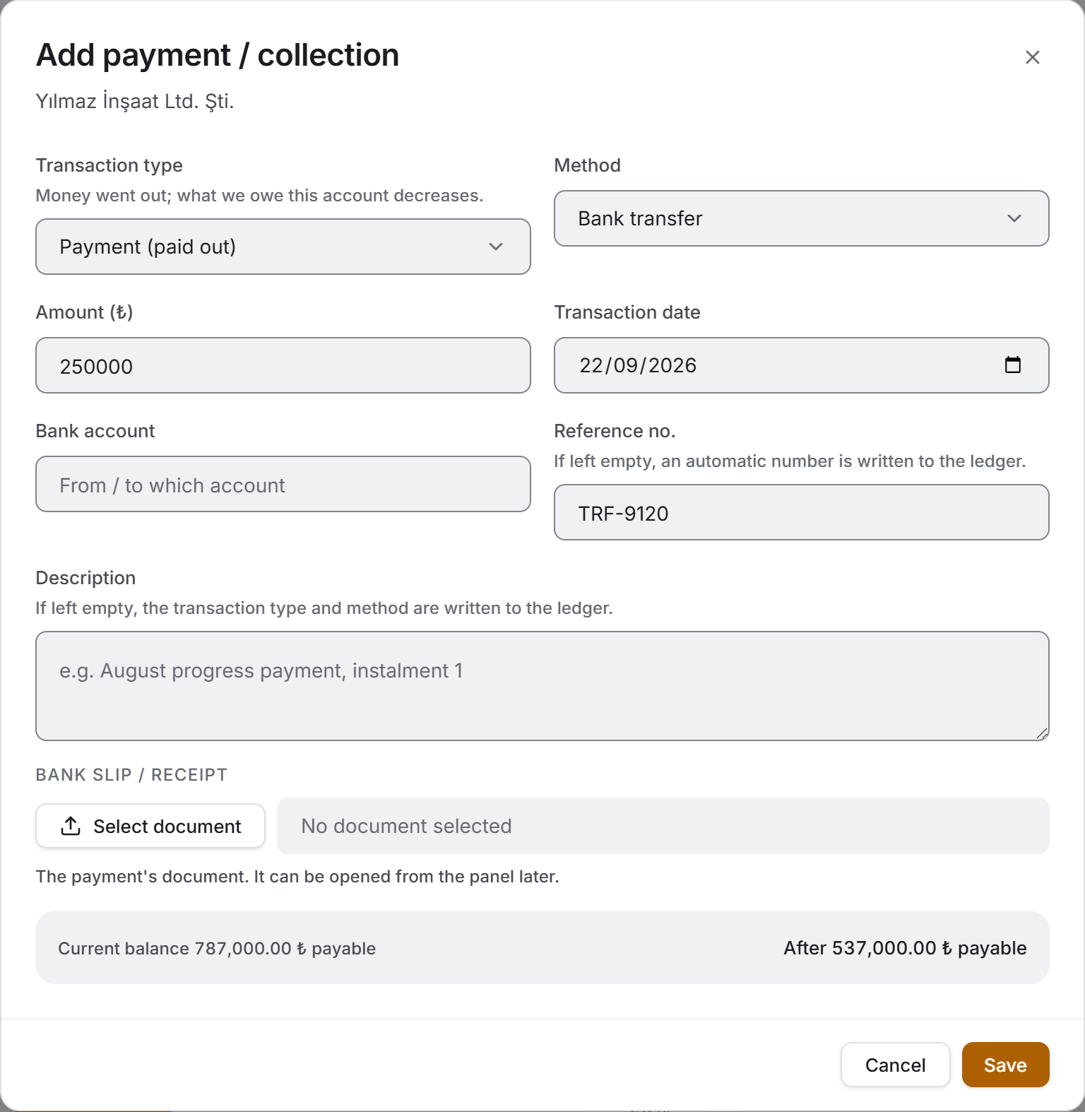 Payment form