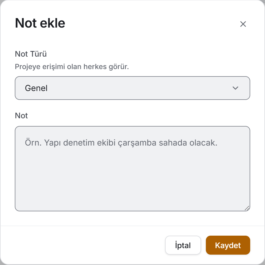 Not ekle
