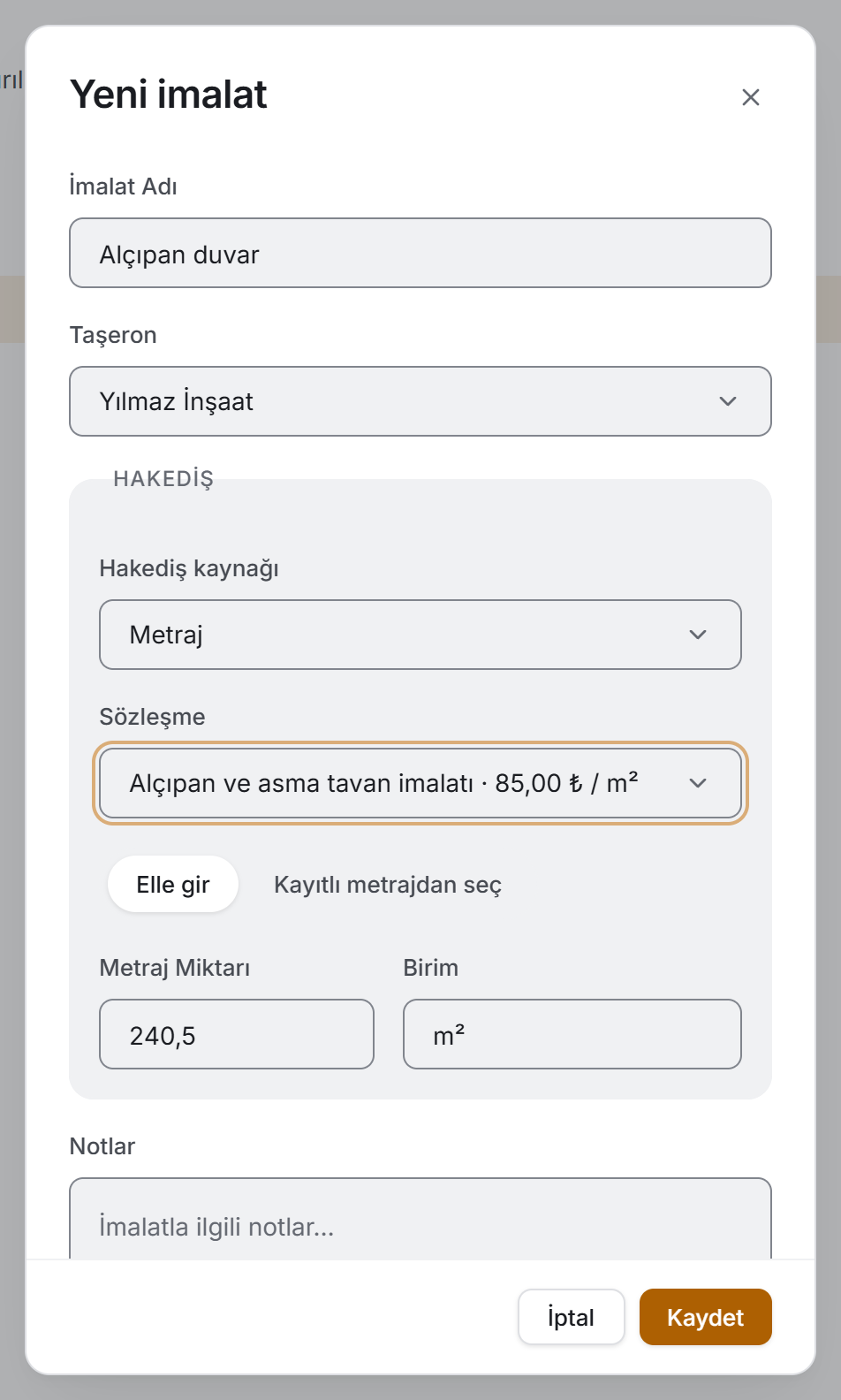 Yeni imalat
