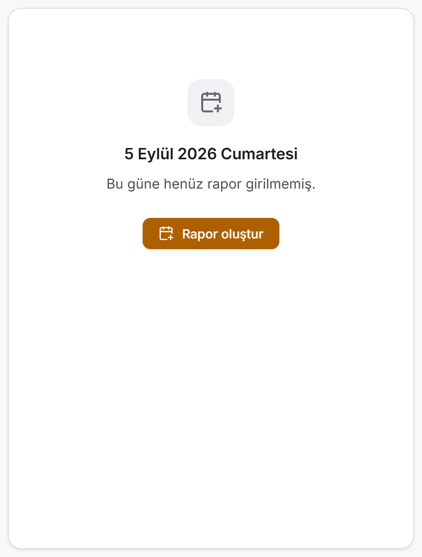Rapor girilmemiş gün