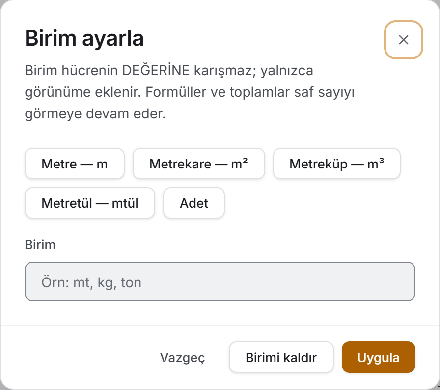 Birim ayarla