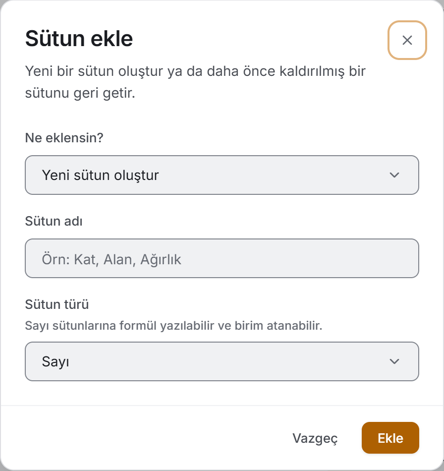 Sütun ekle