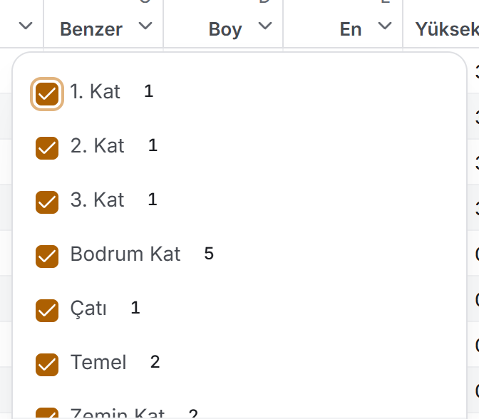 Sütun filtresi