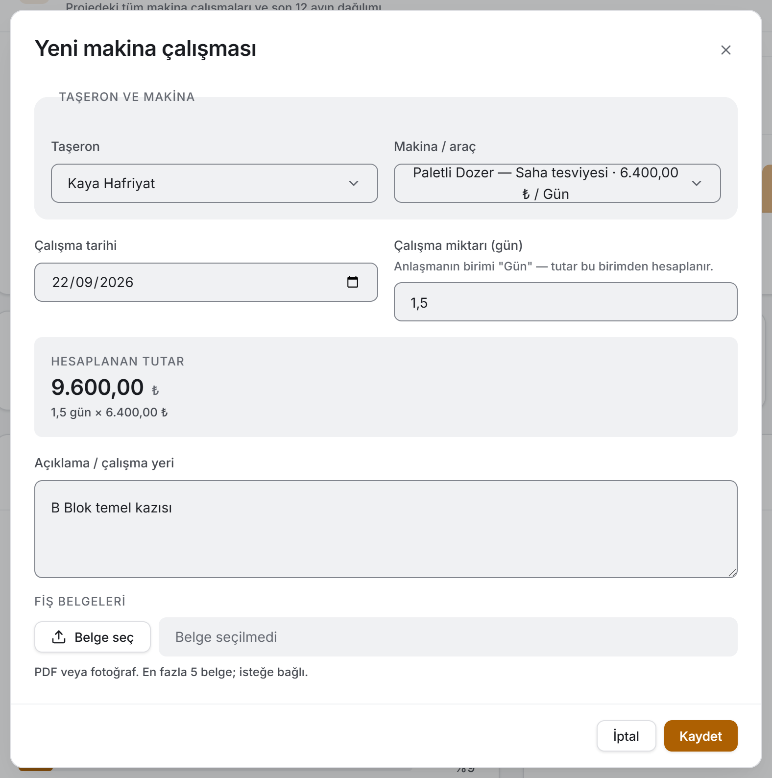 Gün birimli kayıt