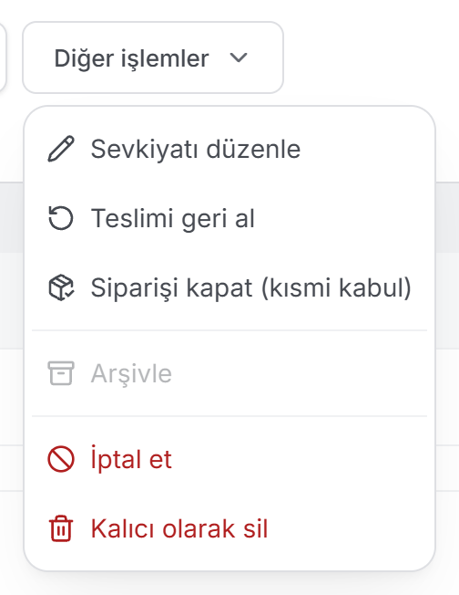 İşlemler menüsü