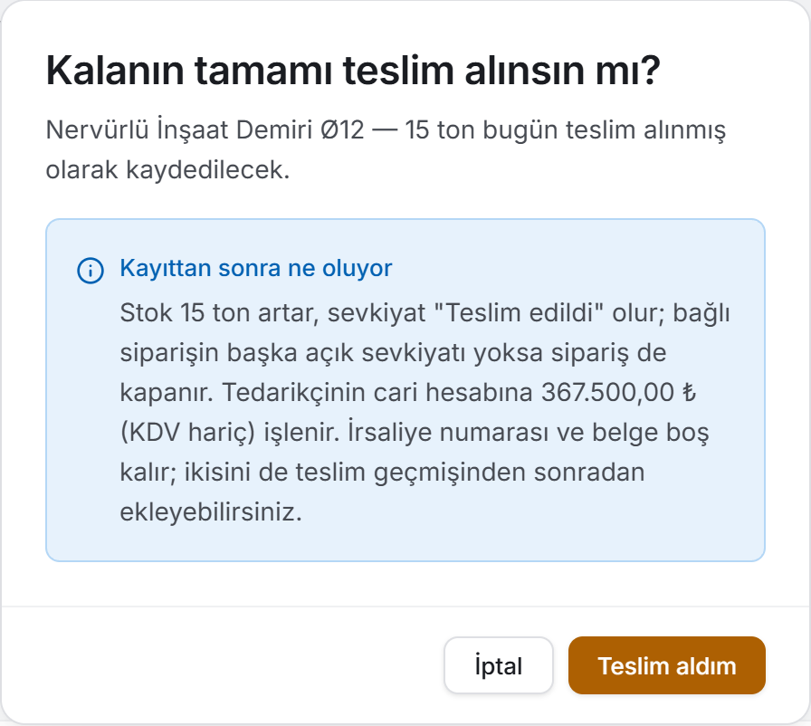 Kalanı teslim al