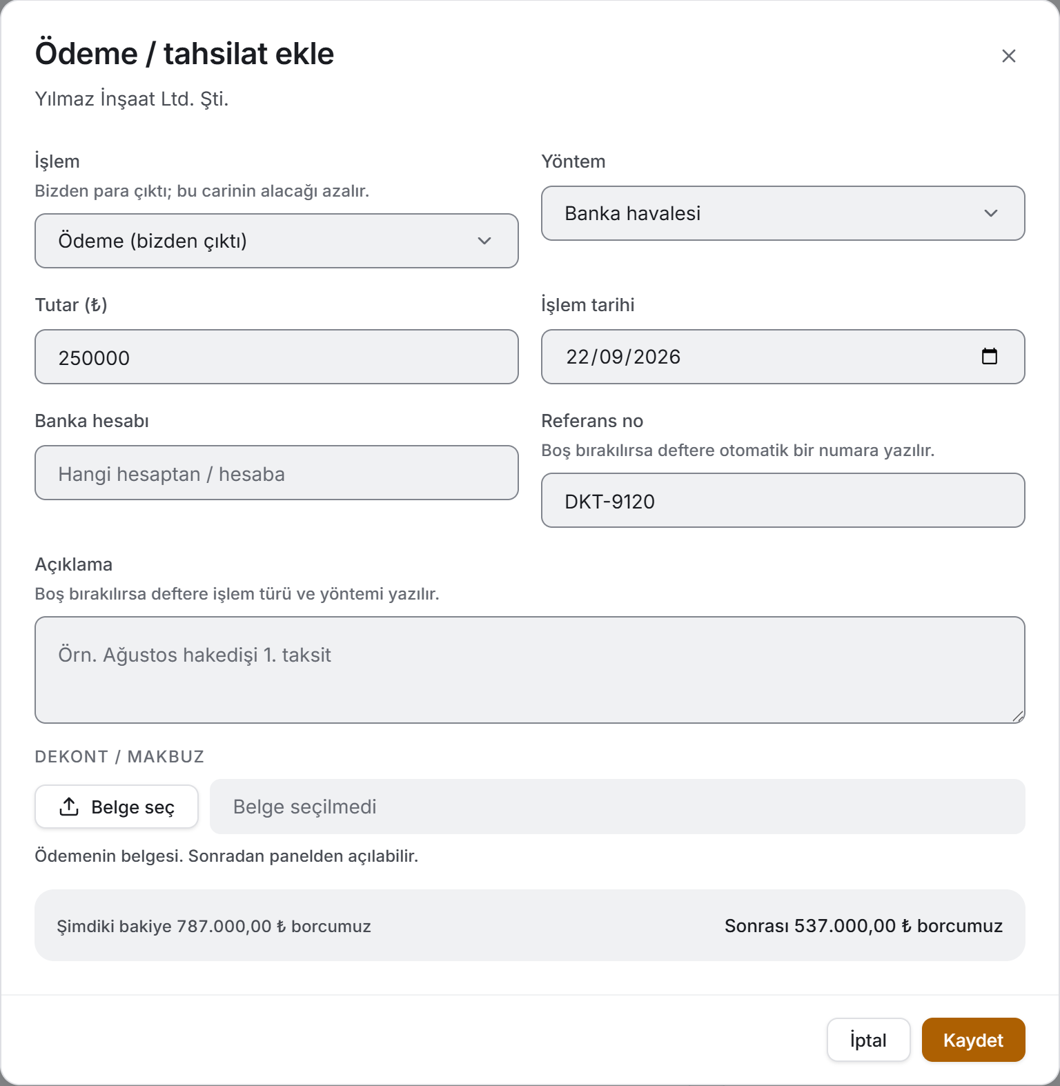 Ödeme formu