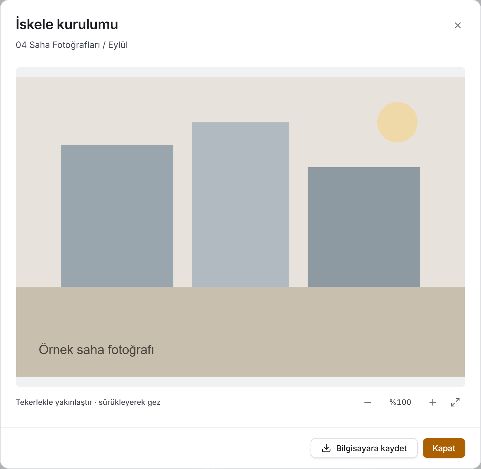 Uygulamanın kendi belge penceresi: PDF ve yakınlaştırma şeridi